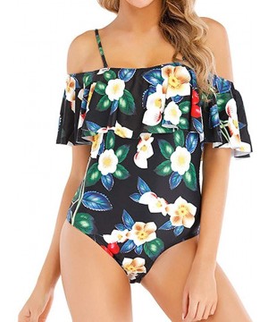 Teen Girls Floral Printed One Piece Monokini Bathing Suits V Neck Ruffles Bikini Set Swimwear - Aa3 - C31989UI8MS $15.77-Tank...