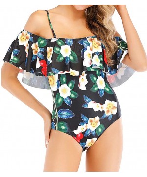 Teen Girls Floral Printed One Piece Monokini Bathing Suits V Neck Ruffles Bikini Set Swimwear - Aa3 - C31989UI8MS $15.77-Tank...