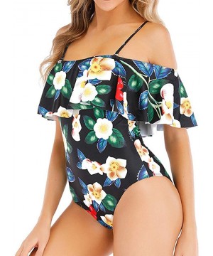 Teen Girls Floral Printed One Piece Monokini Bathing Suits V Neck Ruffles Bikini Set Swimwear - Aa3 - C31989UI8MS $15.77-Tank...