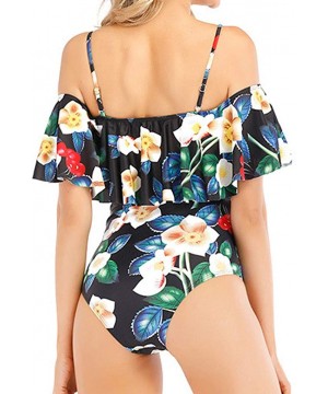 Teen Girls Floral Printed One Piece Monokini Bathing Suits V Neck Ruffles Bikini Set Swimwear - Aa3 - C31989UI8MS $15.77-Tank...