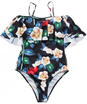 Teen Girls Floral Printed One Piece Monokini Bathing Suits V Neck Ruffles Bikini Set Swimwear - Aa3 - C31989UI8MS $15.77-Tank...