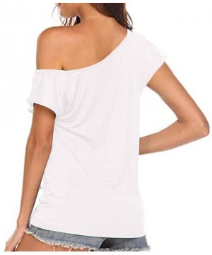 Off Shoulder Love Womens Graphic T Shirt Tops - White - CS19CXRAWW5 $11.86-Bottoms