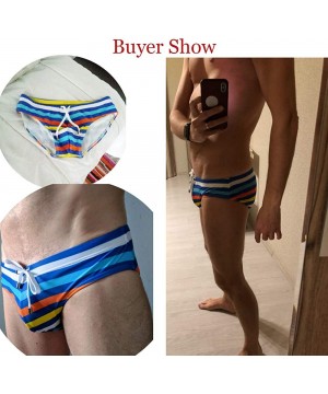 Men's Swimming Briefs Sexy Swimwear Brand Swim Trunks Sexy Low Waist Boxers - Strip With Pad - CC18S2OSUX6 $11.95-Briefs