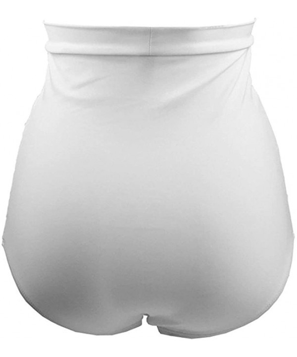 Womens Girls Bikini Bottom Retro High Waisted Swimwear Bottoms Shirred Ruched Swim Short Tankinis - White - C418NA3XYLL $13.1...