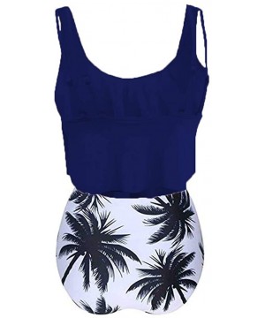 Women Two Pieces Printed Tank Top with Boyshorts Bottoms Tankini Set Bathing Suits Beige - J-navy - C718QQE084L $23.16-Tankinis