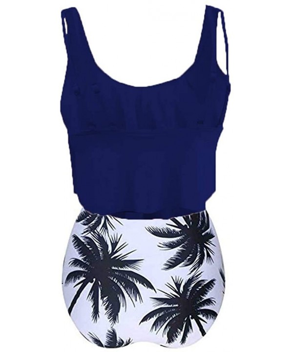 Women Two Pieces Printed Tank Top with Boyshorts Bottoms Tankini Set Bathing Suits Beige - J-navy - C718QQE084L $23.16-Tankinis