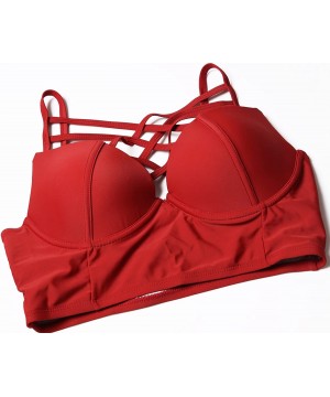 Women's Plus Size Bathing Suit Strappy High Waist Bikini Swimsuit M-XXXL - Red - CE189UGKR3X $22.16-Sets