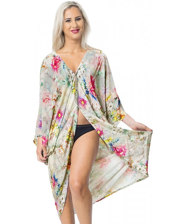 Women's Open Front Kimono Cardigan Swim Beach Cover Ups Solid Plain - Multi_x710 - CY18I00NURQ $28.06-Cover-Ups