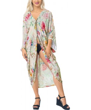 Women's Open Front Kimono Cardigan Swim Beach Cover Ups Solid Plain - Multi_x710 - CY18I00NURQ $28.06-Cover-Ups