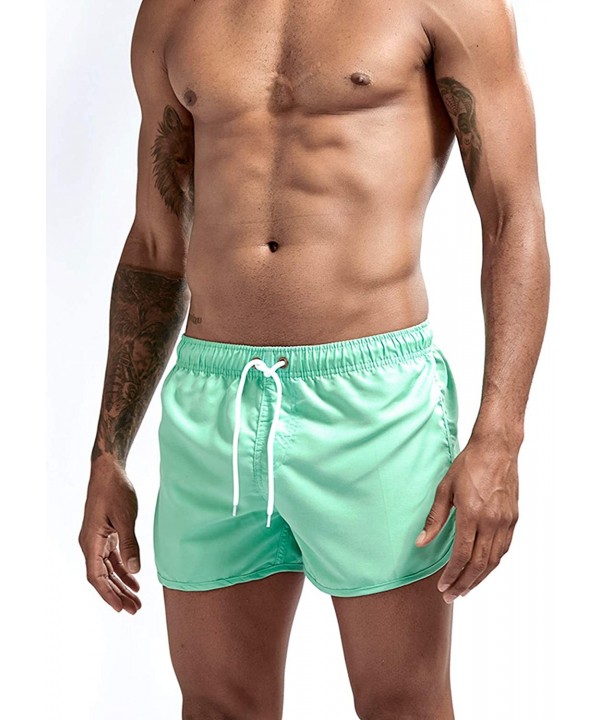 Mens Swim Trunks Quick-Drying Swim Shorts Boys Board Shorts with Mesh Lining for Summer Beach Wearing - Green - CI18UYIAYNS $...