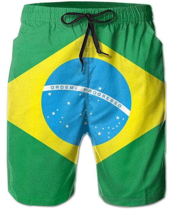 Men's Beach Shorts Swim Trunks Quick Dry Bathing Suit (Cool White Tiger King) - Brazilian Flag Green - C218WRERN2N $18.10-Boa...