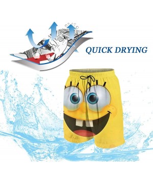 Spongebob Swim Trunks Quick Dry Breathable Summer Shorts Swimwear Bathing Suits Drawstring Walk Short - Spongebob Smile - CL1...