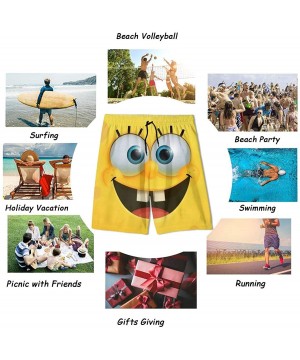 Spongebob Swim Trunks Quick Dry Breathable Summer Shorts Swimwear Bathing Suits Drawstring Walk Short - Spongebob Smile - CL1...