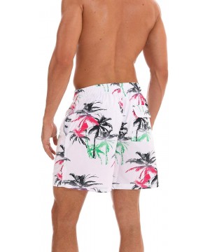 Mens Quick-Dry Swim Trunks Mesh Lined Printed Boardshorts with Pockets - Leaf/White - C018R0MIK04 $16.68-Briefs