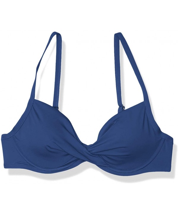 Women's Twist Front Underwire Bikini Top - Navy - CC195LYD9W5 $13.77-Tops