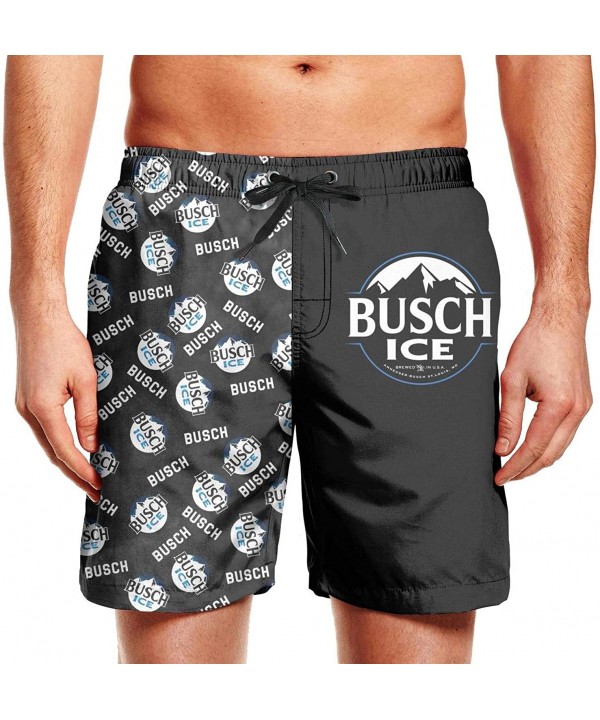 Men Beach Shorts Busch-Light-Beer-Blue-adge-White- Fashion Quick Dry Swim Trunks - White-147 - CX19C969OK8 $33.88-Board Shorts