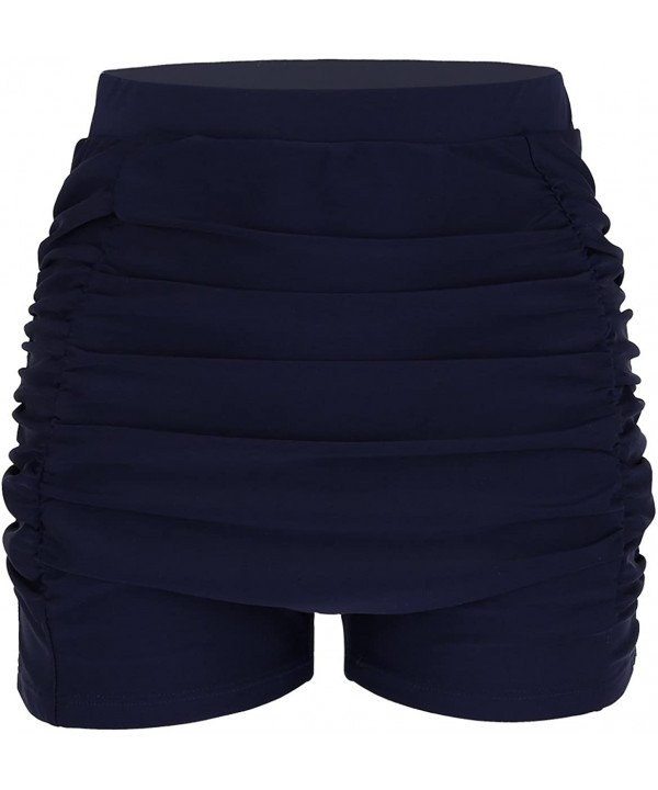 Women's Swim Brief Beach Boy Shorts Swimwear with Adjustable Ties - Navy Blue Ruched - C318G2200G8 $18.81-Bottoms