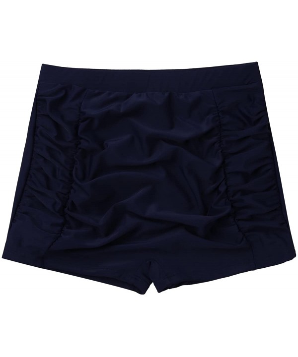 Women's Swim Brief Beach Boy Shorts Swimwear with Adjustable Ties - Navy Blue Ruched - C318G2200G8 $18.81-Bottoms