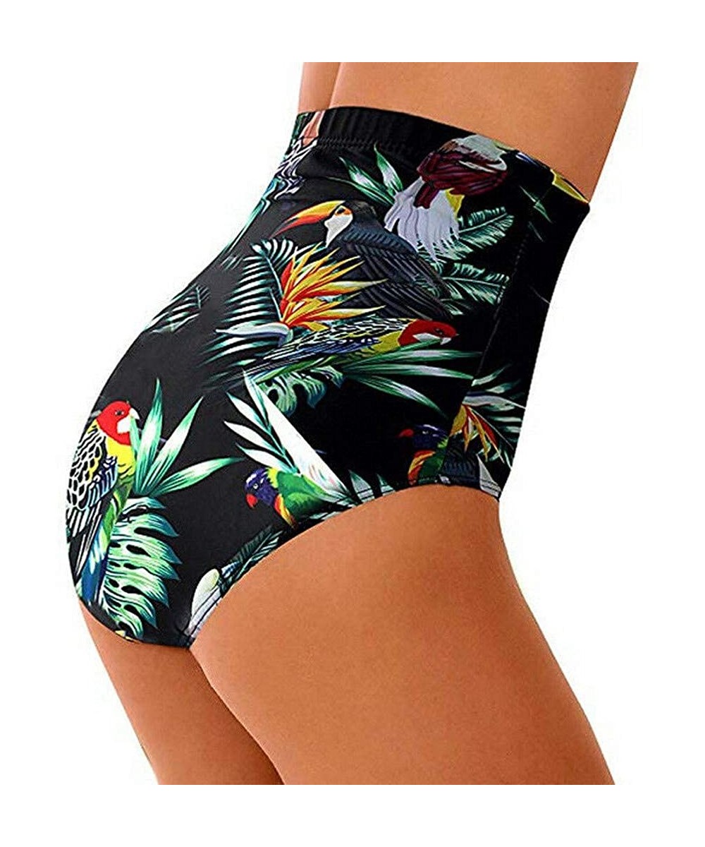 Women High Waisted Swimsuit Bottoms Floral Print Retro Tummy Control Tankini Bikini Bottoms Swim Shorts Plus Size - C0193IQN3...