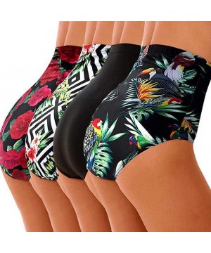 Women High Waisted Swimsuit Bottoms Floral Print Retro Tummy Control Tankini Bikini Bottoms Swim Shorts Plus Size - C0193IQN3...