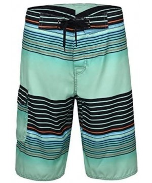 Men's Swim Trunks 22" Boardshort Beach Shorts Swimwear Quick Dry Surf Shorts - Green Stripe - CM185EUQY3A $12.98-Board Shorts