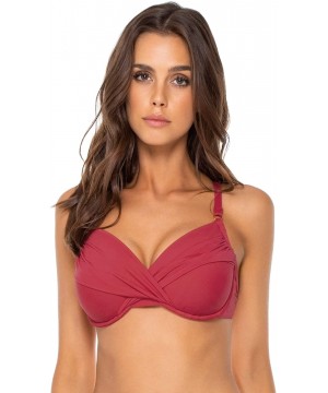 Women's Crossroads D And Dd Bikini Top Swimsuit With Underwire - Red Rose - C818GWI50NC $41.21-Tops