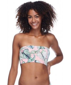 Women's Avery Tube Style Bandeau Bikini Top Swimsuit - Makani Pink Leaf Print - C218ZQCIY3D $20.09-Tops