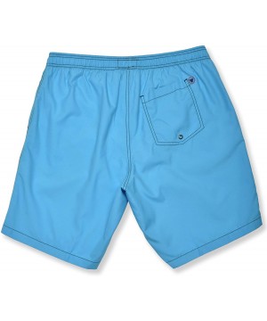 Men's Swim Trunks Quick Dry Bathing Suit w Elastic Waistband Pockets - Solid Contrast Turquoise - CZ18S03EX42 $19.49-Trunks