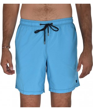 Men's Swim Trunks Quick Dry Bathing Suit w Elastic Waistband Pockets - Solid Contrast Turquoise - CZ18S03EX42 $19.49-Trunks