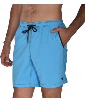 Men's Swim Trunks Quick Dry Bathing Suit w Elastic Waistband Pockets - Solid Contrast Turquoise - CZ18S03EX42 $19.49-Trunks