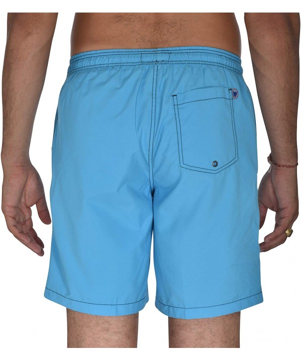 Men's Swim Trunks Quick Dry Bathing Suit w Elastic Waistband Pockets - Solid Contrast Turquoise - CZ18S03EX42 $19.49-Trunks