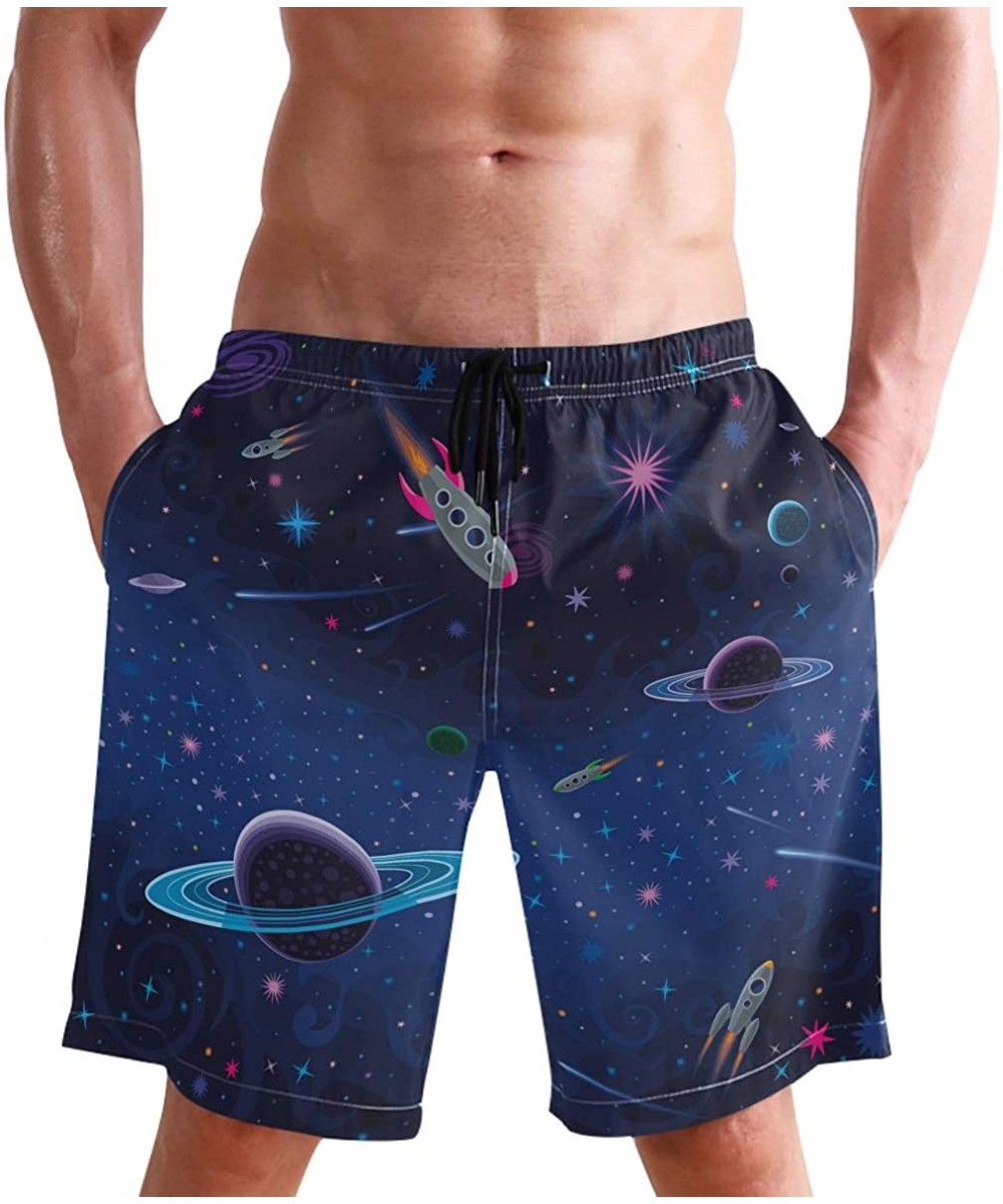 Mens Swim Trunks Quick Dry Universe Outer Space Planet Bathing Suit Beach Shorts - CA18RQNNUWL $26.12-Trunks