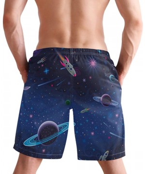 Mens Swim Trunks Quick Dry Universe Outer Space Planet Bathing Suit Beach Shorts - CA18RQNNUWL $26.12-Trunks