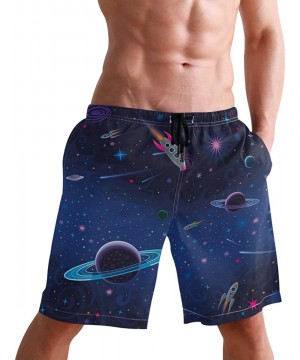 Mens Swim Trunks Quick Dry Universe Outer Space Planet Bathing Suit Beach Shorts - CA18RQNNUWL $26.12-Trunks