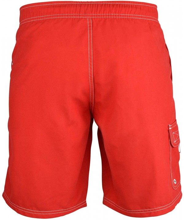 Mens Guard Swim Trunks - Red - CR124XBOT87 $20.66-Board Shorts