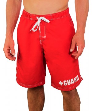 Mens Guard Swim Trunks - Red - CR124XBOT87 $20.66-Board Shorts