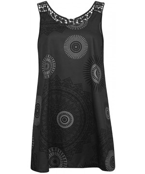 Women Dress Women's Summer Dresses Womens Plus Size Midi Dress Loose Shift Sleeveless Tank Vest Sun Dress Black - CU18GNM72KC...