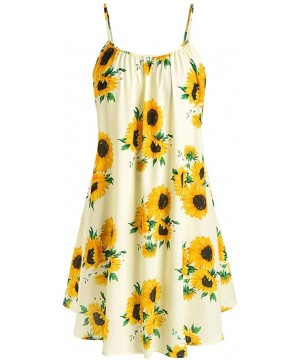 Fashion Women Short Sleeve Bow Knot Bandage Top Sunflower Print Mini Dress Suits - Yellow-a - CV18SCM8K09 $15.45-Board Shorts