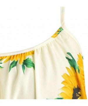 Fashion Women Short Sleeve Bow Knot Bandage Top Sunflower Print Mini Dress Suits - Yellow-a - CV18SCM8K09 $15.45-Board Shorts