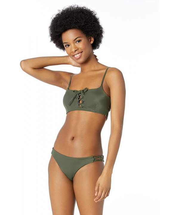 Women's Solid Medium Side Loop Bikini Bottoms - Forest - CT18EQQ8C3S $17.15-Tankinis