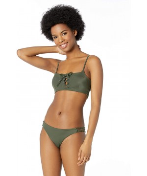 Women's Solid Medium Side Loop Bikini Bottoms - Forest - CT18EQQ8C3S $17.15-Tankinis