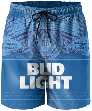 Mens' Waterproof Swim Trunks Quick Dry Bud-Light-Beer-Blue-White- Beach Shorts Beach Wear with Pockets - Bud Light Beer-20 - ...