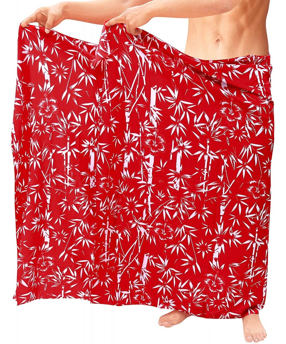 Women's Beach Sarong Pareo Swimwear Cover Ups Wrap Skirt Full Long D - Spooky Red_g64 - CX12DMG87AT $17.01-Cover-Ups