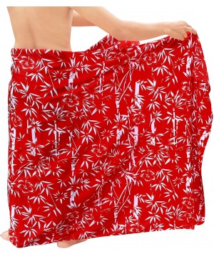 Women's Beach Sarong Pareo Swimwear Cover Ups Wrap Skirt Full Long D - Spooky Red_g64 - CX12DMG87AT $17.01-Cover-Ups