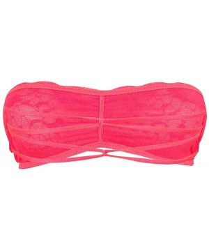 Intimately Womens Lace Bralette Bandeau Bra - Pink - C612NG6BXII $12.25-Tops