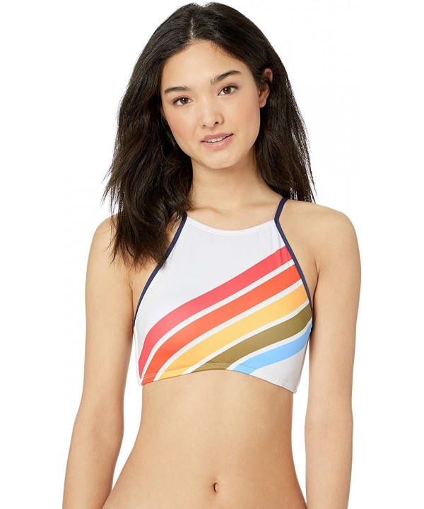 Women's High Neck Hipster Bikini Swimsuit Top - White//Rainbow Brights - C318KE0MX68 $23.49-Sets