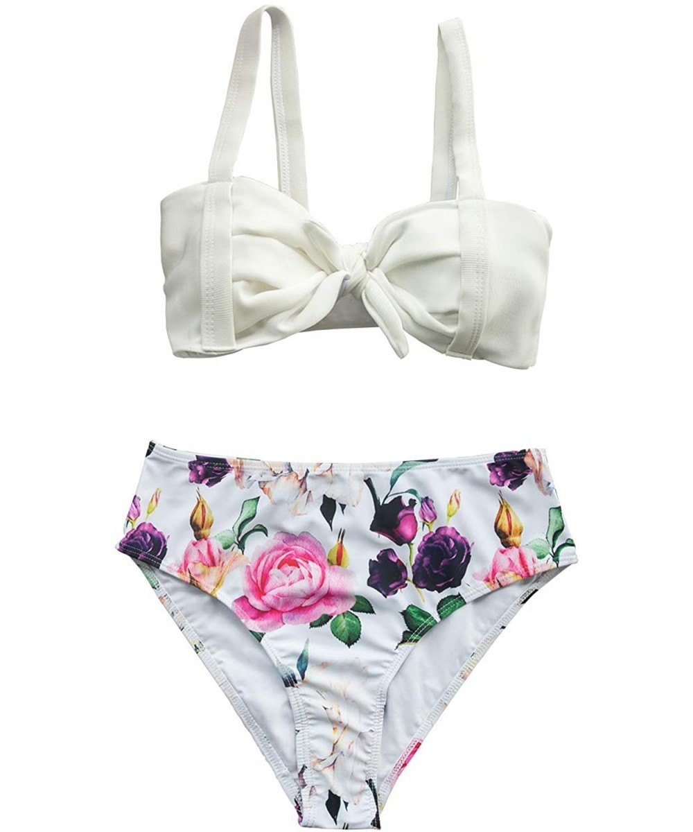 Women's Lost in The Dream High-Waisted Bikini Set Beach Swimwear Bathing Suit - White - CN18UOIQ6UZ $32.90-Sets