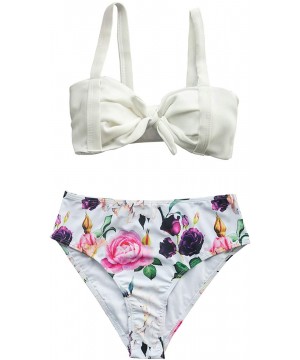 Women's Lost in The Dream High-Waisted Bikini Set Beach Swimwear Bathing Suit - White - CN18UOIQ6UZ $32.90-Sets