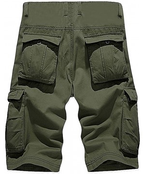 Men's Cargo Midi Short Twill Relaxed Fit Multi-Pocket Outdoor Athletic Durable Big &Tall Jammer Hiker Sportwear - Green - CP1...