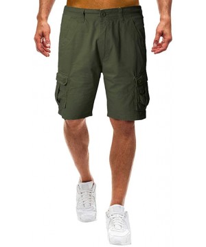 Men's Cargo Midi Short Twill Relaxed Fit Multi-Pocket Outdoor Athletic Durable Big &Tall Jammer Hiker Sportwear - Green - CP1...